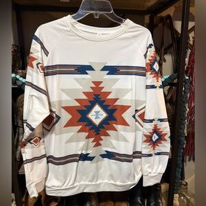 Cute Aztec print Thick long sleeve Tee size Medium